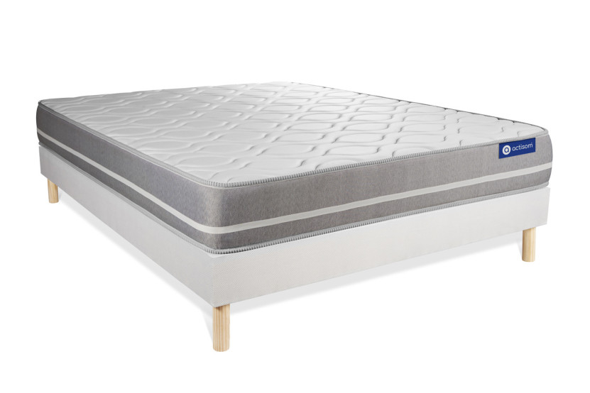 Ensemble Matelas Sommier 160x200 cm - Sommier Blanc (en kit) - Actimemo Touch