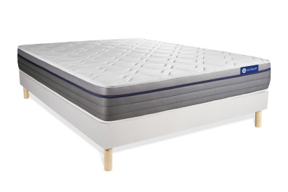 Ensemble Matelas Sommier 180x190 cm - Sommier Blanc (en kit) - ActiMemo Zen