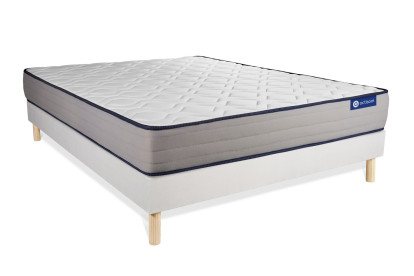 Ensemble Matelas Sommier 135x190 cm - Sommier Blanc (en kit) - Actilatex Form
