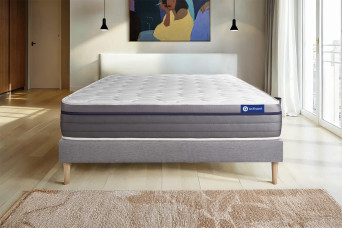 Ensemble Matelas Sommier 150x200 cm - Sommier Gris (en kit) - ActiMemo Zen