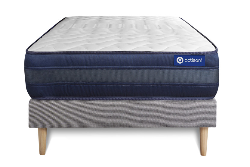 Ensemble Matelas Sommier 80x190 cm - Sommier Gris (en kit) - Actiflex Tech