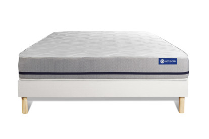 Ensemble Matelas Sommier 180x220 cm - Sommier Blanc (en kit) - Actimemo Soft