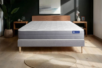 Ensemble Matelas Sommier 140x220 cm - Sommier Gris (en kit) - Actiflex Dream