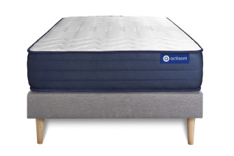 Ensemble Matelas Sommier 90x190 cm - Sommier Gris (en kit) - Actilatex Life