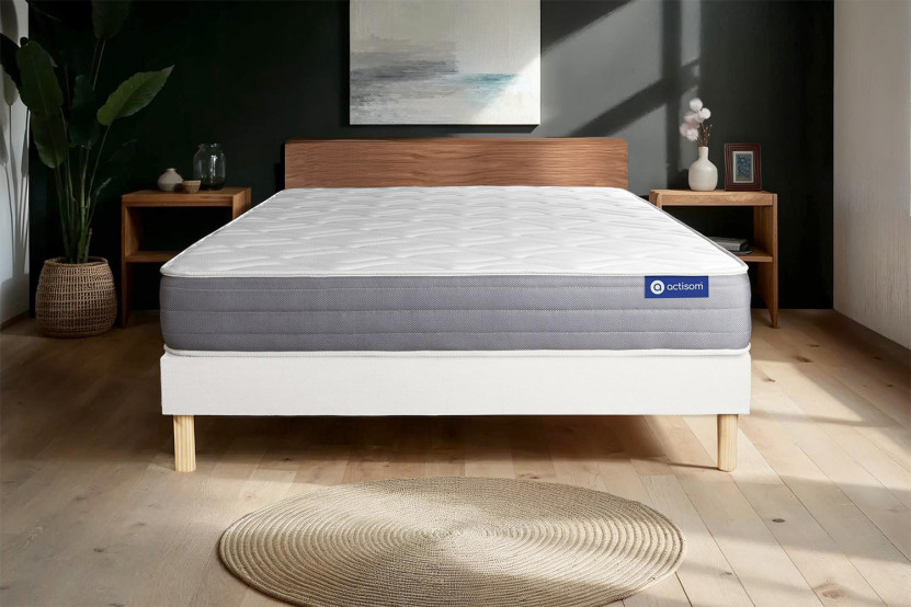 Ensemble Matelas Sommier 140x200 cm - Sommier Blanc (en kit) - Actiflex Dream