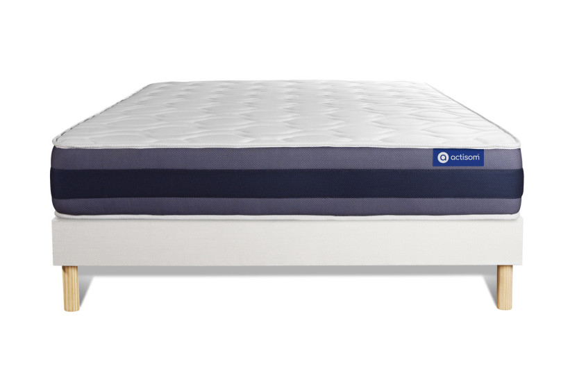 Ensemble Matelas Sommier 130x210 cm - Sommier Blanc (en kit) - Actilatex Morpho