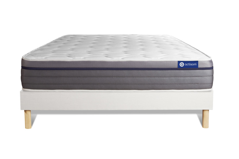 Ensemble Matelas Sommier 120x220 cm - Sommier Blanc (en kit) - Actilatex Zen