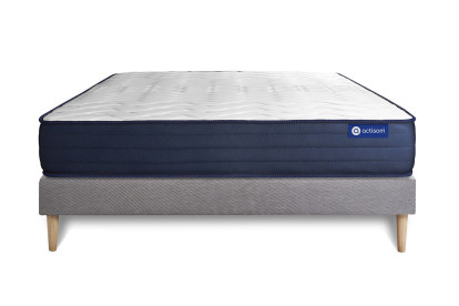 Ensemble Matelas Sommier 130x210 cm - Sommier Gris (en kit) - Actiflex Life