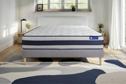 Ensemble Matelas Sommier 90x190 cm - Sommier Gris (en kit) - Actimemo Ergo