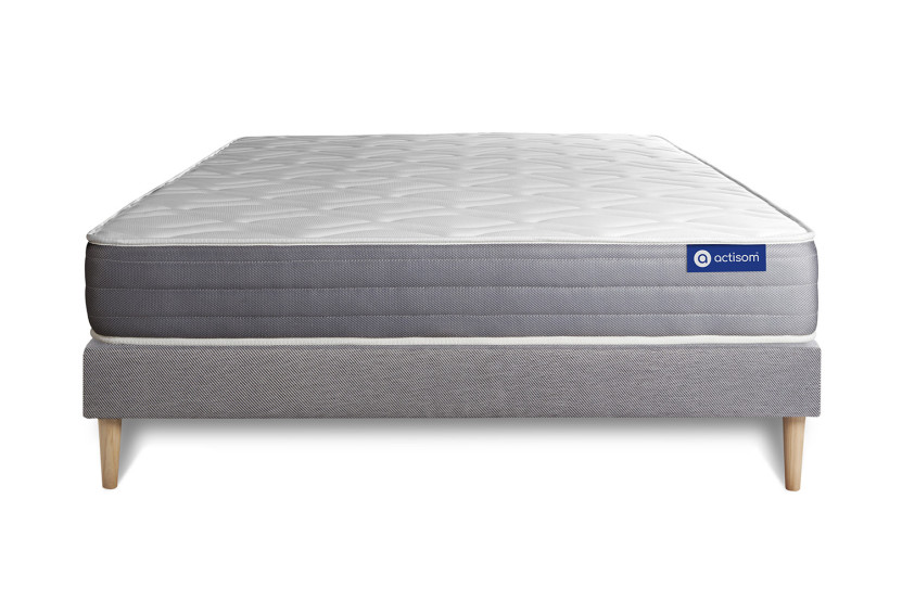 Ensemble Matelas Sommier 120x200 cm - Sommier Gris (en kit) - Actimemo Dream