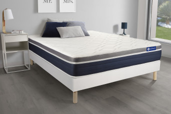 Ensemble Matelas Sommier 180x220 cm - Sommier Blanc (en kit) - Actilatex Confort