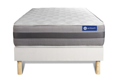 Ensemble Matelas Sommier 90x200 cm - Sommier Blanc (en kit) - Actimemo Relax