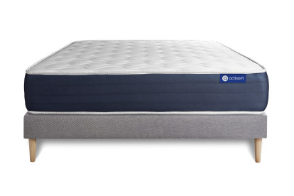 Ensemble Matelas Sommier 160x190 cm - Sommier Gris (en kit) - Actilatex Sleep