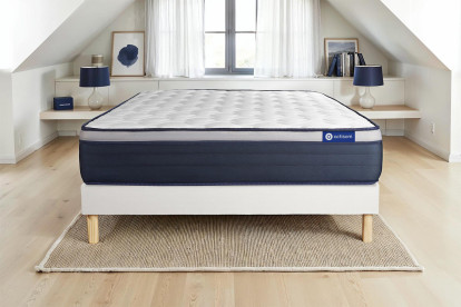 Ensemble Matelas Sommier 90x200 cm - Sommier Blanc (en kit) - Actiflex Max