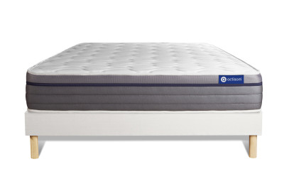 Ensemble Matelas Sommier 160x210 cm - Sommier Blanc (en kit) - ActiMemo Zen