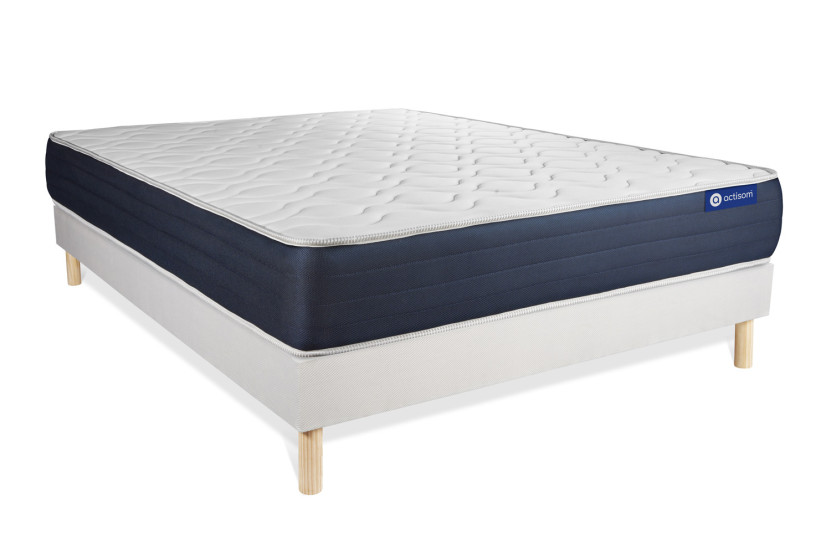Ensemble Matelas Sommier 140x210 cm - Sommier Blanc (en kit) - Actilatex Sleep