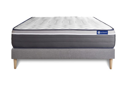 Ensemble Matelas Sommier 160x210 cm - Sommier Gris (en kit) - Actilatex Plus