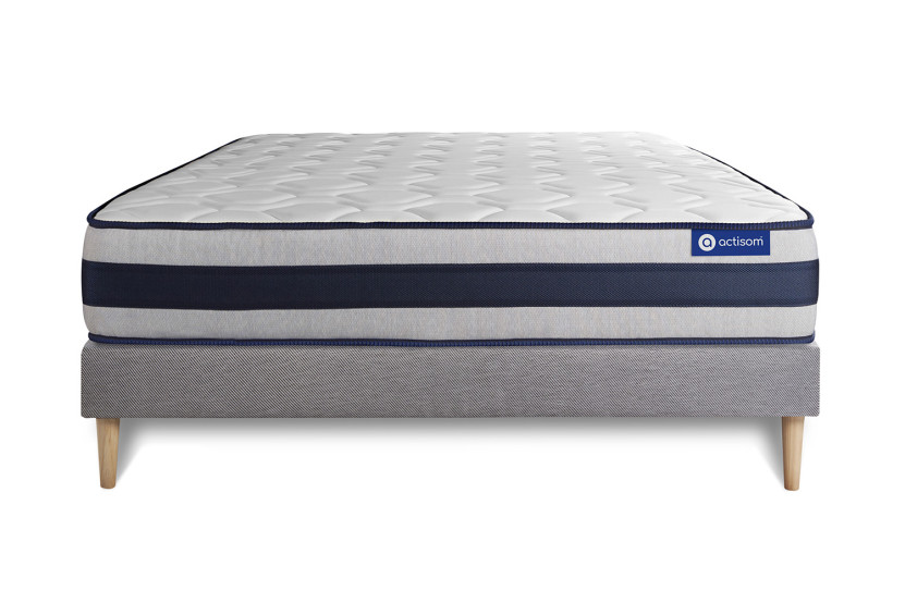 Ensemble Matelas Sommier 140x190 cm - Sommier Gris (en kit) - Actiflex Ergo