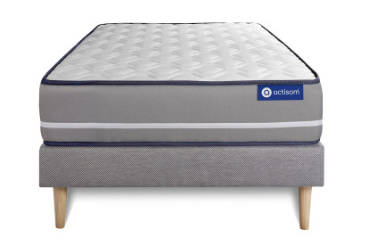 Ensemble Matelas Sommier 90x200 cm - Sommier Gris (en kit) - Actiflex Pur