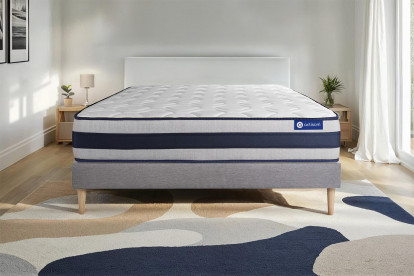 Ensemble Matelas Sommier 80x200 cm - Sommier Gris (en kit) - Actilatex Ergo