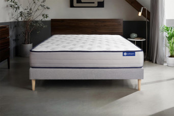 Ensemble Matelas Sommier 130x190 cm - Sommier Gris (en kit) - Actilatex Form
