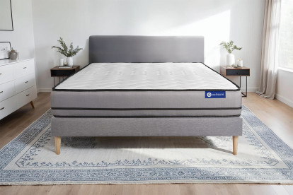 Ensemble Matelas Sommier 120x190 cm - Sommier Gris (en kit) - Actilatex Night