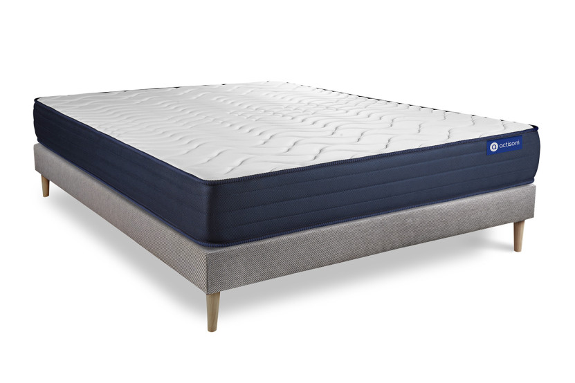 Ensemble Matelas Sommier 120x200 cm - Sommier Gris (en kit) - Actimemo Life