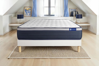 Ensemble Matelas Sommier 180x190 cm - Sommier Blanc (en kit) - Actilatex Max