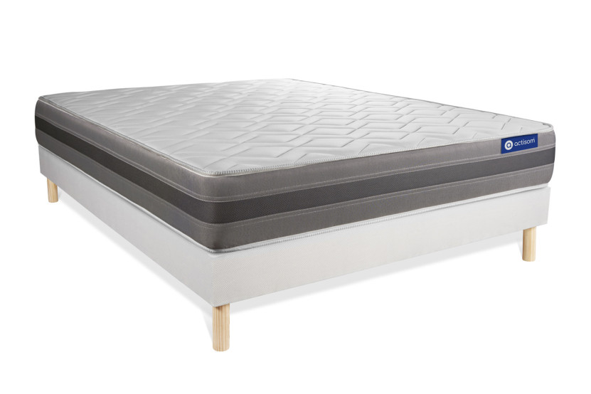 Ensemble Matelas Sommier 200x200 cm - Sommier Blanc (en kit) - Actimemo Relax
