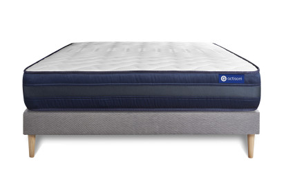 Ensemble Matelas Sommier 140x190 cm - Sommier Gris (en kit) - Actimemo Tech