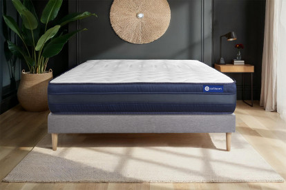 Ensemble Matelas Sommier 120x200 cm - Sommier Gris (en kit) - Actimemo Tech