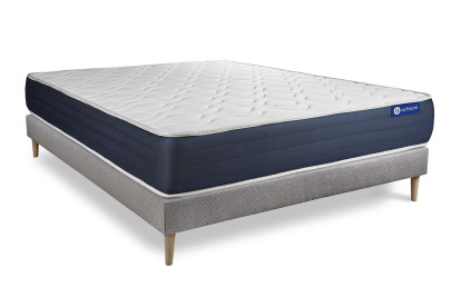 Ensemble Matelas Sommier 180x210 cm - Sommier Gris (en kit) - Actimemo Sleep