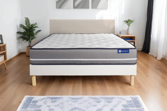 Ensemble Matelas Sommier 130x210 cm - Sommier Blanc (en kit) - Actimemo Pur
