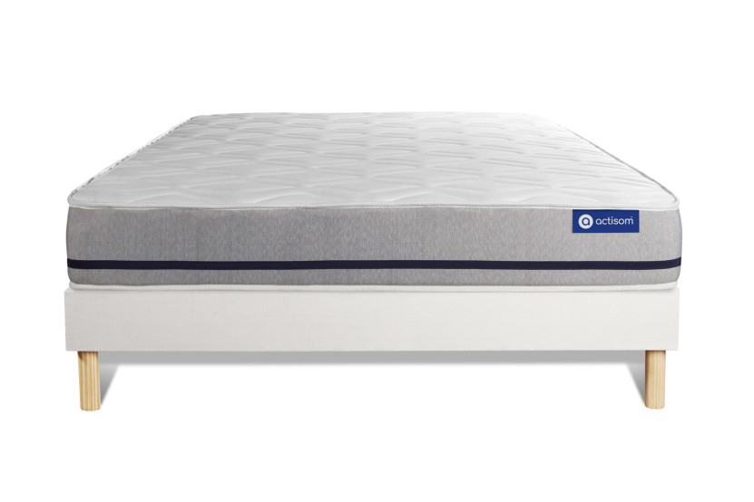 Ensemble Matelas Sommier 180x200 cm - Sommier Blanc (en kit) - Actimemo Soft