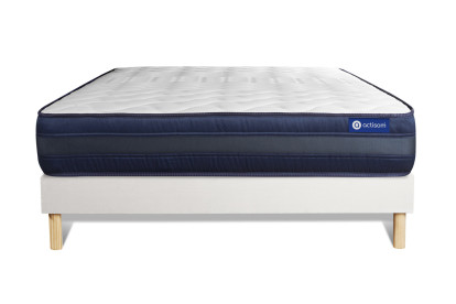 Ensemble Matelas Sommier 140x190 cm - Sommier Blanc (en kit) - Actimemo Tech