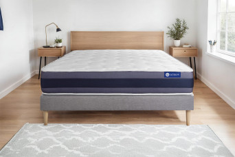 Ensemble Matelas Sommier 140x190 cm - Sommier Gris (en kit) - Actilatex Morpho