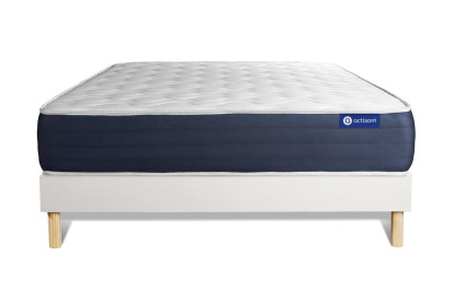 Ensemble Matelas Sommier 180x210 cm - Sommier Blanc (en kit) - Actimemo Sleep