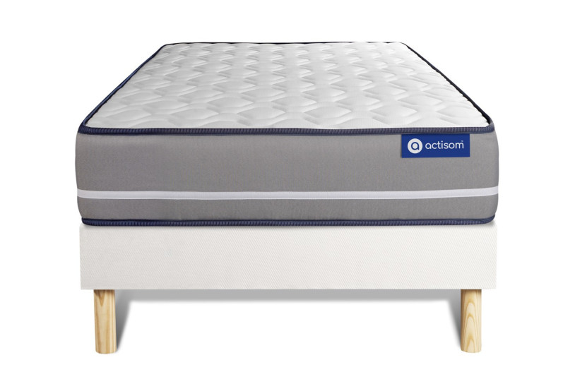 Ensemble Matelas Sommier 90x190 cm - Sommier Blanc (en kit) - Actimemo Pur