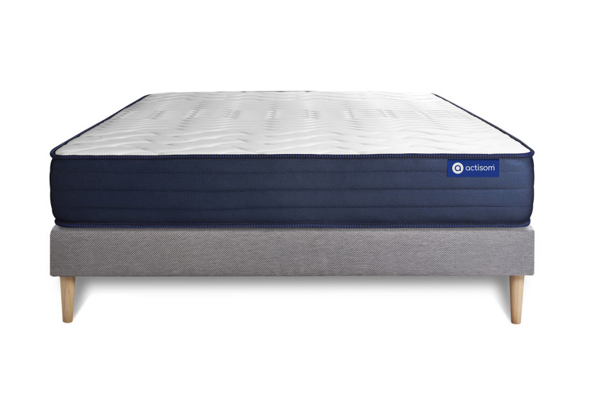 Ensemble Matelas Sommier 130x200 cm - Sommier Gris (en kit) - Actimemo Life