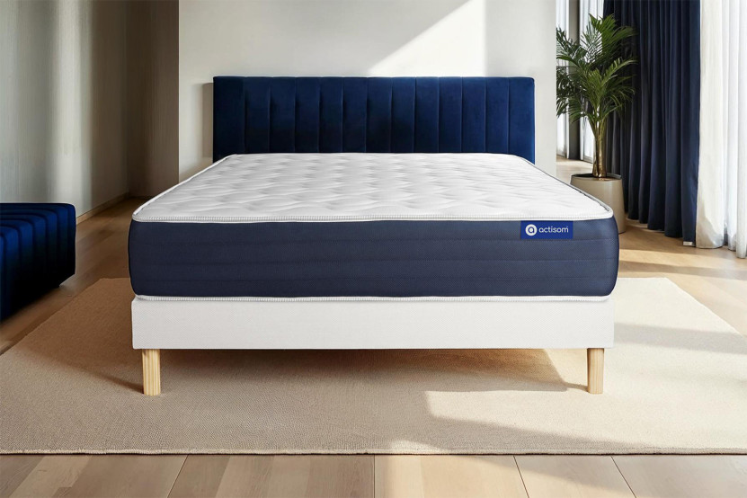 Ensemble Matelas Sommier 90x200 cm - Sommier Blanc (en kit) - Actiflex Sleep