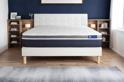 Ensemble Matelas Sommier 160x200 cm - Sommier Blanc (en kit) - Actiflex Confort
