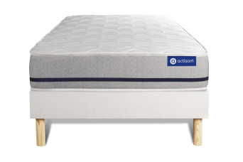 Ensemble Matelas Sommier 90x190 cm - Sommier Blanc (en kit) - Actimemo Soft