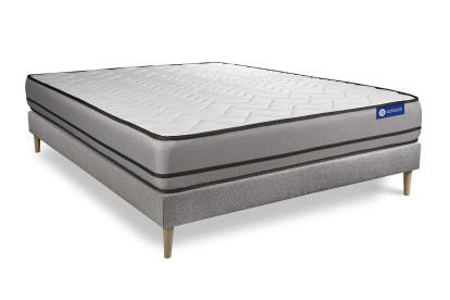 Ensemble Matelas Sommier 180x220 cm - Sommier Gris (en kit) - Actilatex Night