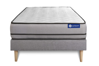 Ensemble Matelas Sommier 80x190 cm - Sommier Gris (en kit) - Actimemo Night
