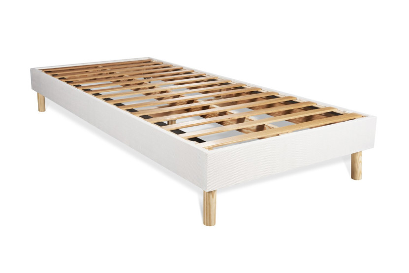 Ensemble Matelas Sommier 90x200 cm - Sommier Blanc (en kit) - Actilatex Confort