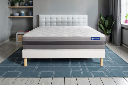 Ensemble Matelas Sommier 80x190 cm - Sommier Blanc (en kit) - Actilatex Relax