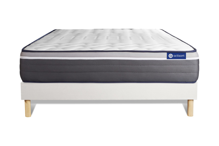 Ensemble Matelas Sommier 120x190 cm - Sommier Blanc (en kit) - Actiflex Plus