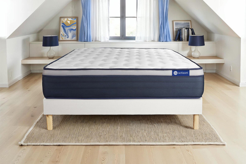Ensemble Matelas Sommier 80x190 cm - Sommier Blanc (en kit) - Actilatex Max