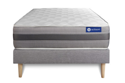 Ensemble Matelas Sommier 90x200 cm - Sommier Gris (en kit) - Actiflex Relax