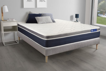 Ensemble Matelas Sommier 180x190 cm - Sommier Gris (en kit) - Actilatex Confort